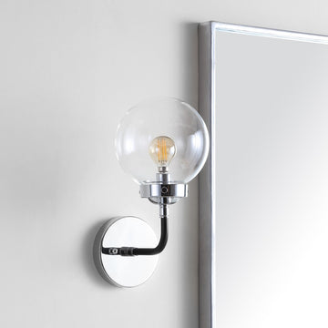 Caleb Brass Vanity Wall Sconce Clear - JONATHAN Y